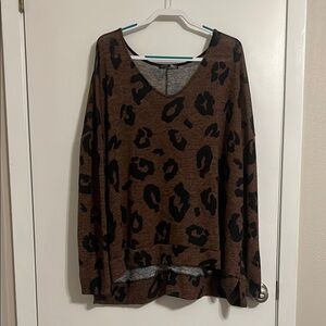 Leopard Print V-Neck Sweater